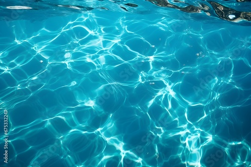 swimming pool with sun reflections in blue water. abstract background.