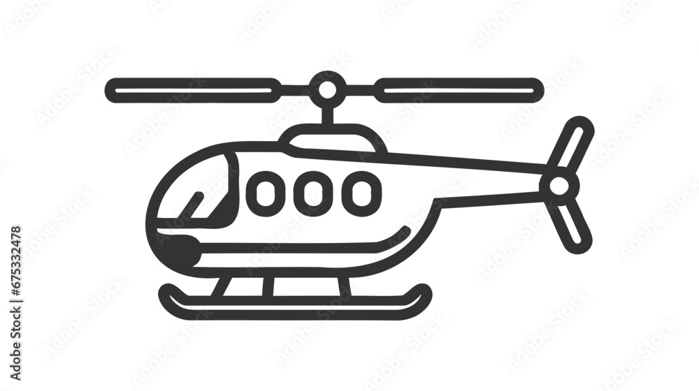 Helicopter icon, thin line symbol on white background - editable stroke vector illustration eps 10 Helicopter icon, thin line symbol on white background - editable stroke vector illustration eps 10
