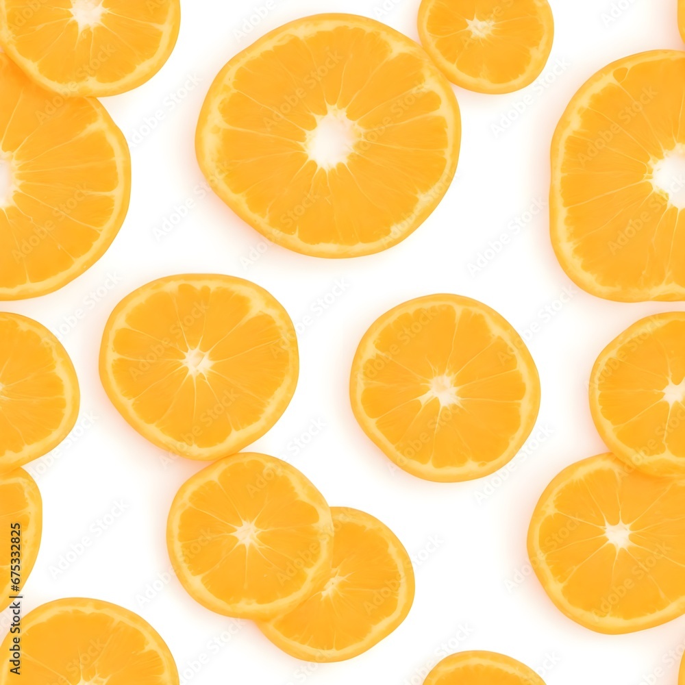 Seamless pattern. Slices of orange on white background. Fruit pattern for prints, textile, fabric, and design.