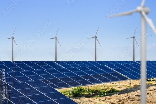 Solar panels and energy wind turbines