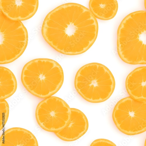 Seamless pattern. Slices of orange on white background. Fruit pattern for prints  textile  fabric  and design.