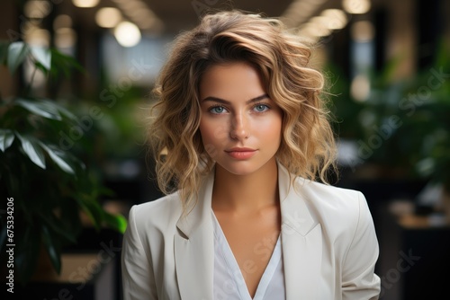 Portrait of beautiful business woman looking at camera