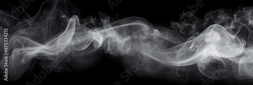Weisser Rauchwolken auf schwarzem Hintergrund. Generiert mit KI