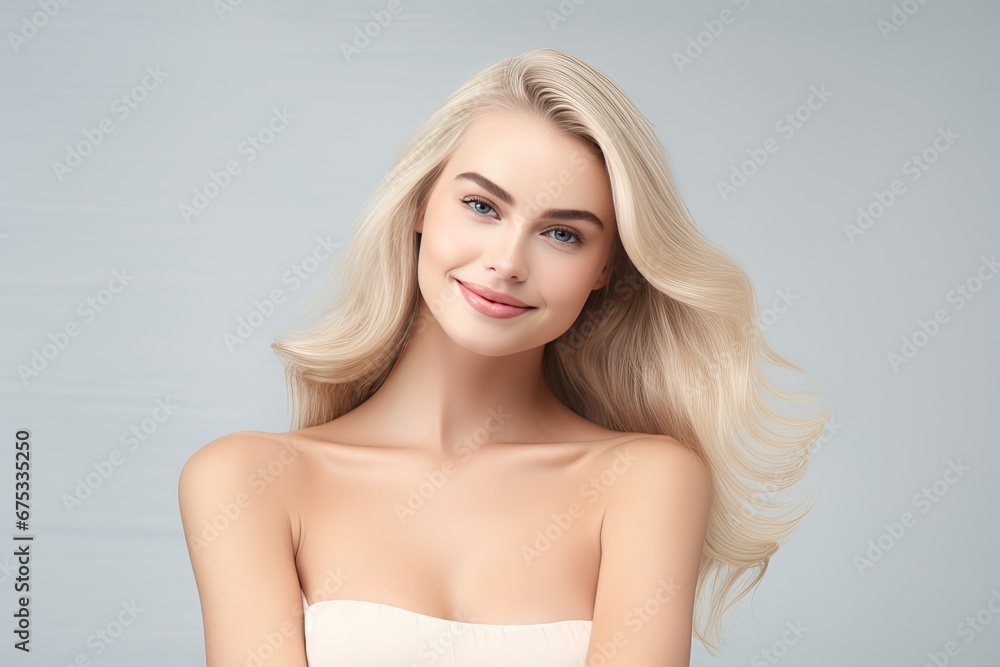 Portrait of a happy, confident, and healthy Caucasian woman with glowing skin and positivity. Generative AI Portrait of a happy, confident, and healthy Caucasian woman with glowing skin and positivity. Generative AI