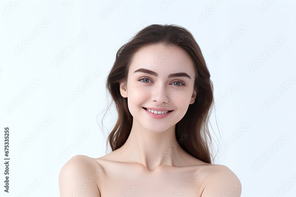 Portrait of a happy, confident, and healthy Caucasian woman with glowing skin and positivity. Generative AI Portrait of a happy, confident, and healthy Caucasian woman with glowing skin and positivity. Generative AI