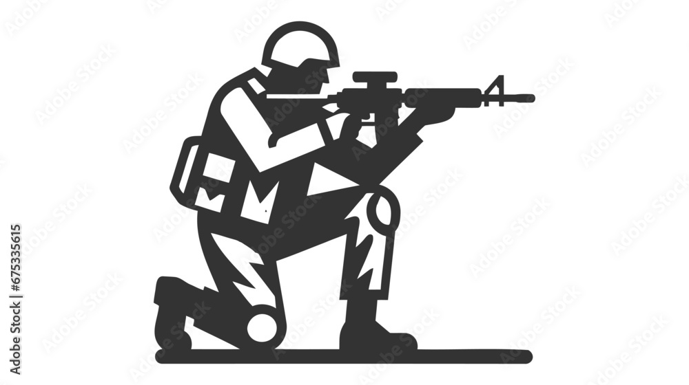 Soldier silhouette vector icon on white background