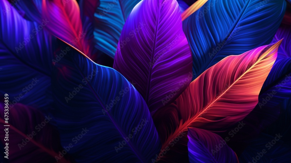natural abstraction background banner leaves neon colors