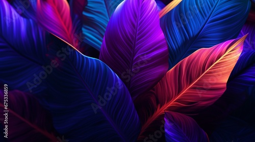 natural abstraction background banner leaves neon colors