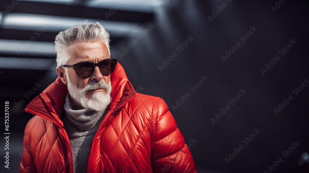 Obraz premium Generative AI photo of cool Santa Claus in winter time hanging out during the holiday season waiting for christmas eve to begin