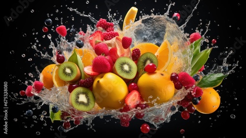 Fruit in water splash 