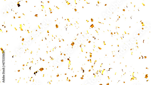 Golden confetti isolated on transparent background. png