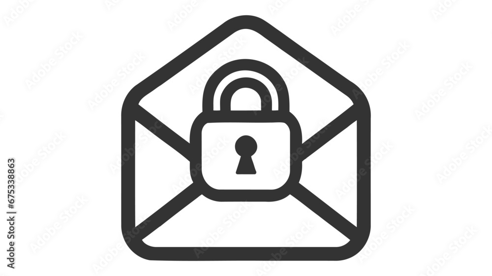 Vector mail lock Icon on white background Vector mail lock Icon on white background