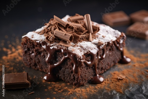 fudge brownie, fresh homemade fudgy chocolate brownie photo