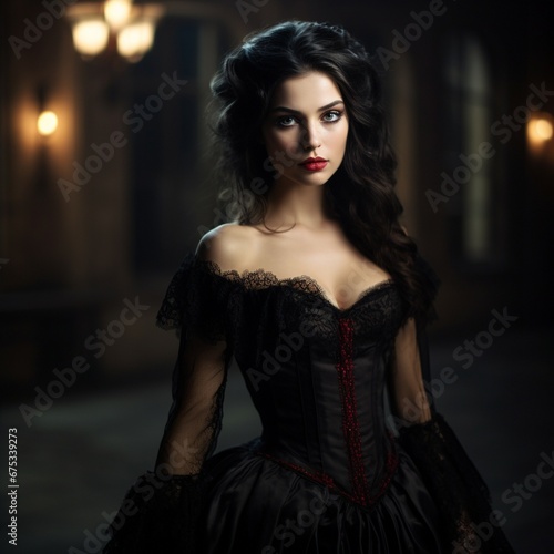 AI-Generated Gothic Woman in Black Dress