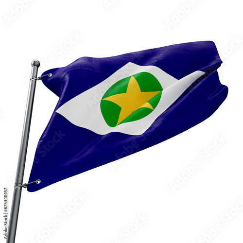 3D flag of the Brazilian state Mato Grosso with transparent background photo