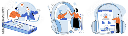 Customer care. Vector illustration. Ensuring customer satisfaction is primary goal customer care The customer care metaphor emphasizes nurturing and support clients Support and guidance are integral
