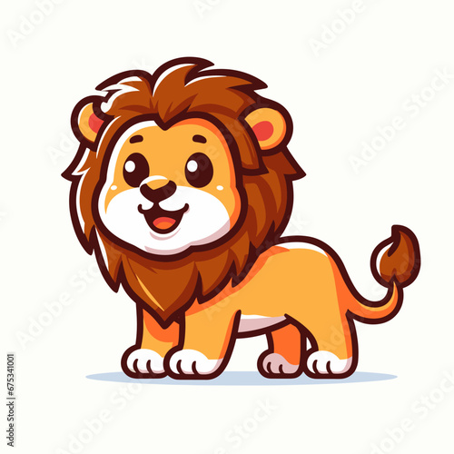 Fototapeta Naklejka Na Ścianę i Meble -  Cute Lion animal cartoon Illustration