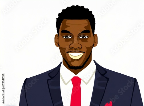 African American man wearing suit, smiling, on white background illustration