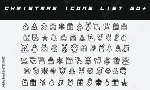 60+ Christmas icons and silhouettes design 