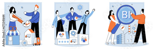 Business Association. Vector illustration. Companies operate within legal frameworks to conduct business activities Organizations promote cooperation and coordination among their members Agreements