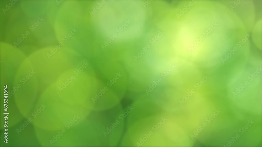 abstrakt sunny spring background with soft bright bokeh light animation in fresh green yellow color gradient, springtime day outdoors backdrop with copy space