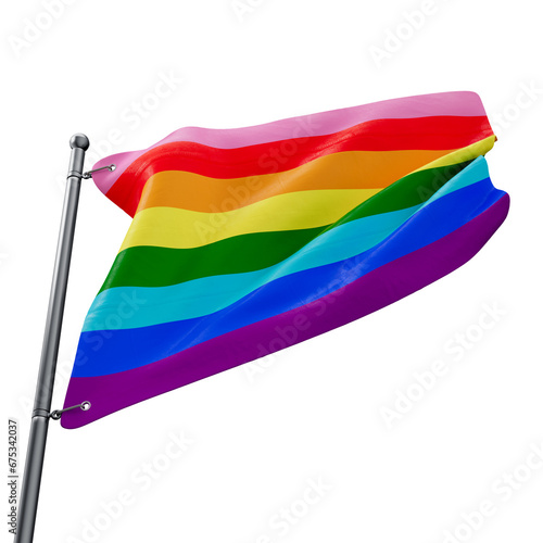 3D flag of the Gilbert Baker pride with transparent background photo