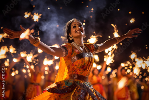 Joyous and lively dance performances that often take place during Diwali celebrations  photo