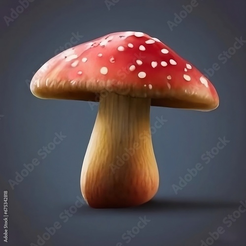 Fly Agaric red and white poisonous mushroom or toadstool background in the forest