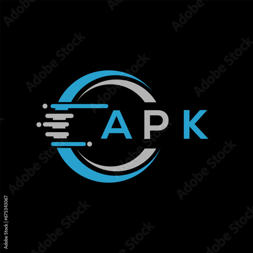 APK letter logo abstract design. APK unique design, APK letter logo design on black background. APK creative initials letter logo concept. APK letter design.APK 