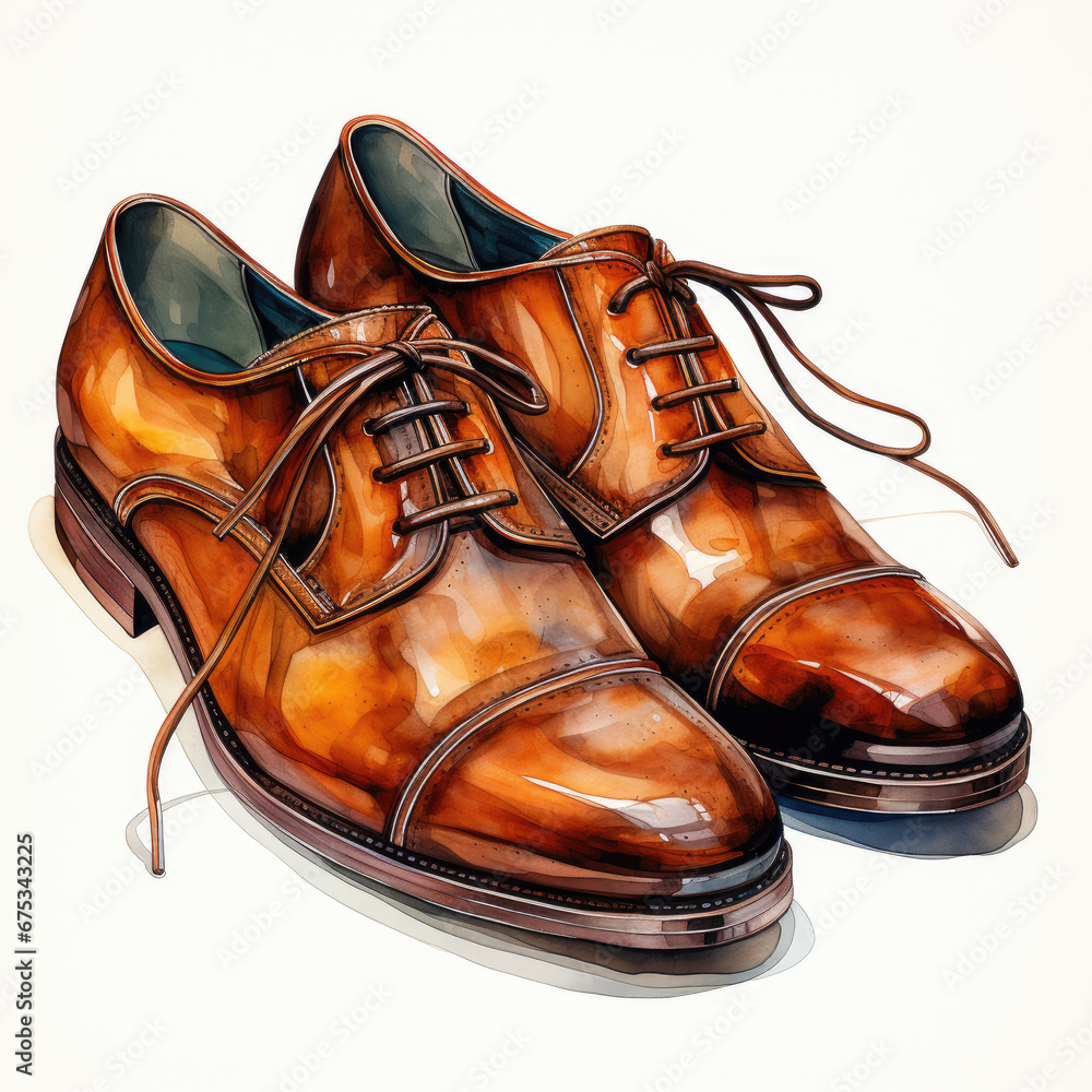 watercolor Dress Shoe clipart, Generative Ai
