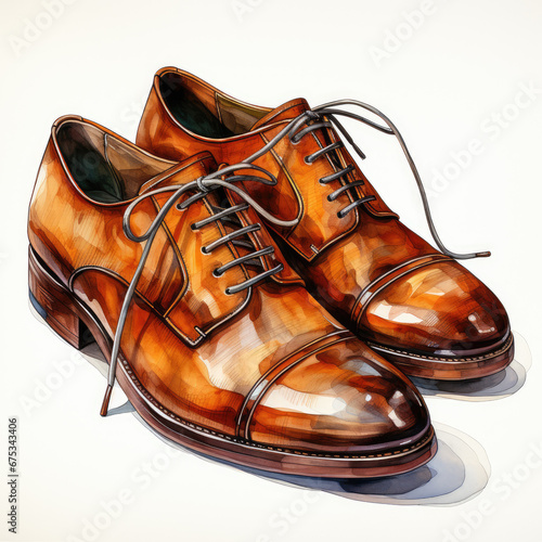 watercolor Dress Shoe clipart, Generative Ai
