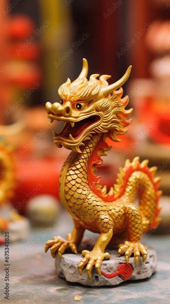 Fototapeta premium Chinese Dragon New Year 3D render style. AI Generated.