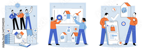 Business Association. Vector illustration. The business association metaphor visualizes interdependence and interconnectedness business relationships Diplomacy plays crucial role in negotiating