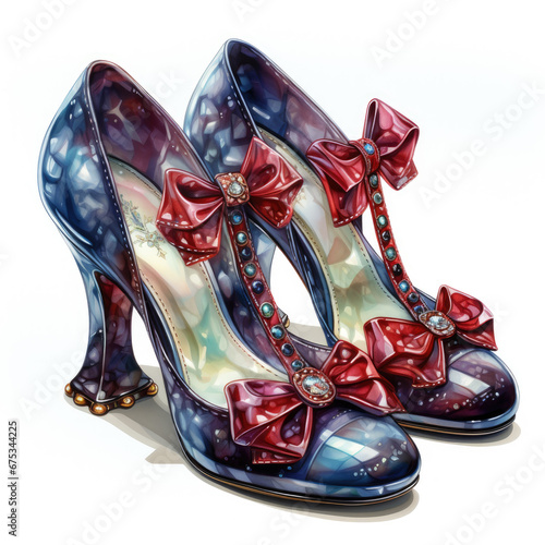 watercolor cinderella shoe clipart, Generative Ai