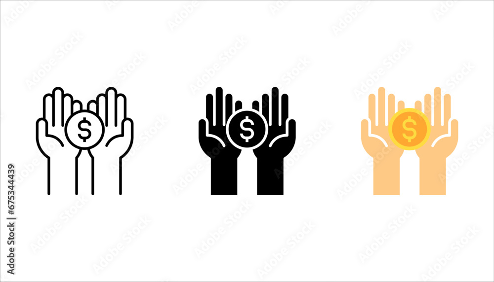 Fototapeta premium Dollar in hand icon set. Save money icon set. vector illustration on white background