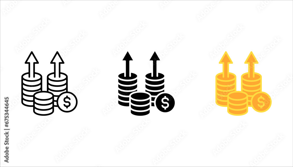 Inflation line icon. Money tax rate sign. Financial interest symbol. Quality design element. vector illustration on white background Inflation line icon. Money tax rate sign. Financial interest symbol. Quality design element. vector illustration on white background