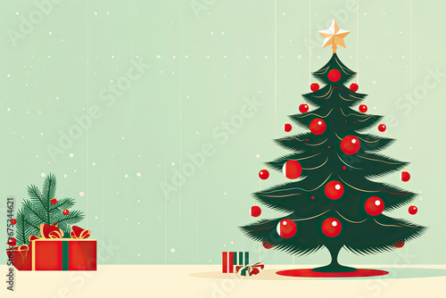 Classic Christmas Tree with Presents Underneath Card Banner