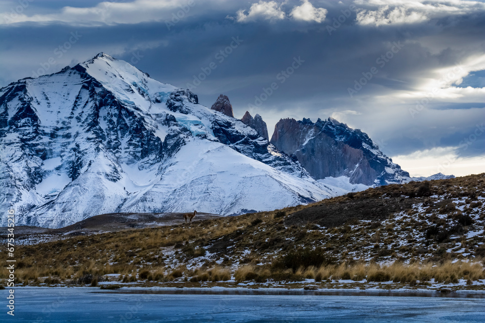 Mountain landscape environment, Torres del Paine National Park, Patagonia, Chile.