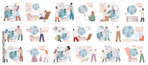 Scientific experiment. Vector illustration. Analysis data collected during experiments provides insights into scientific phenomena Experimentation is key aspect scientific research allowing