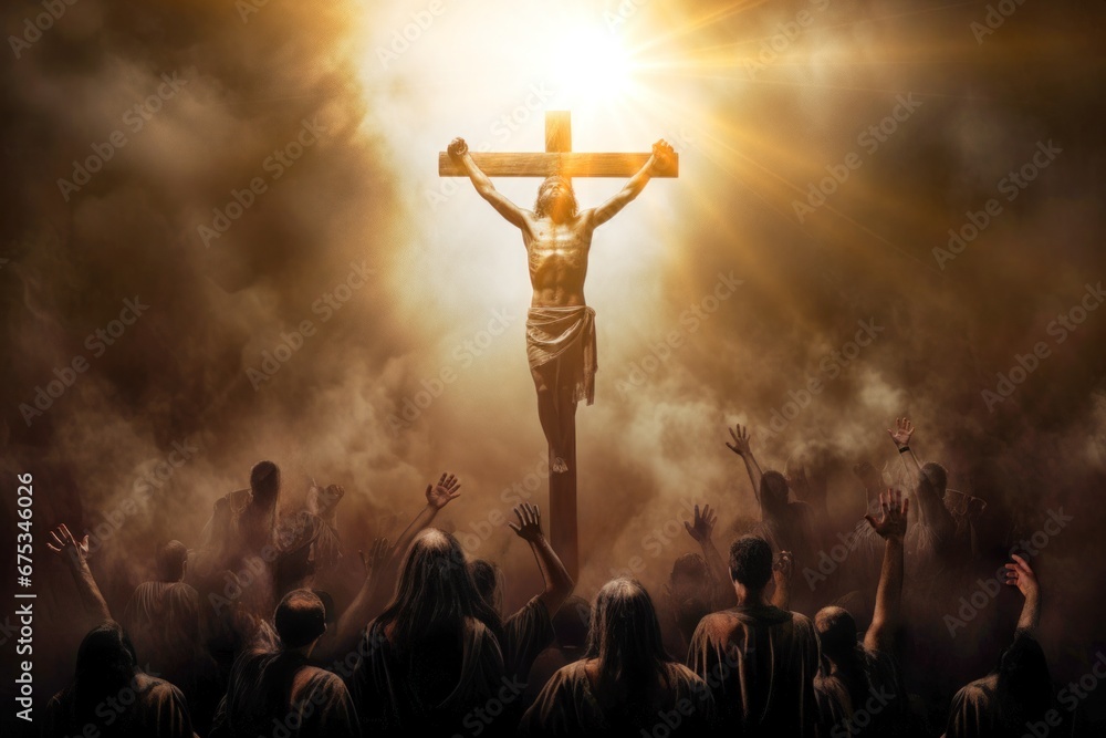 Christian Religion. People worship the cross and jesus christ Stock Illustration Adobe Stock