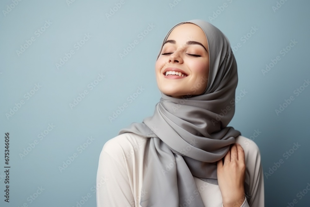 woman in hijab on plain background. Hijab day concept woman in hijab on plain background. Hijab day concept