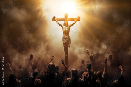 Christian Religion. People worship the cross and jesus christ