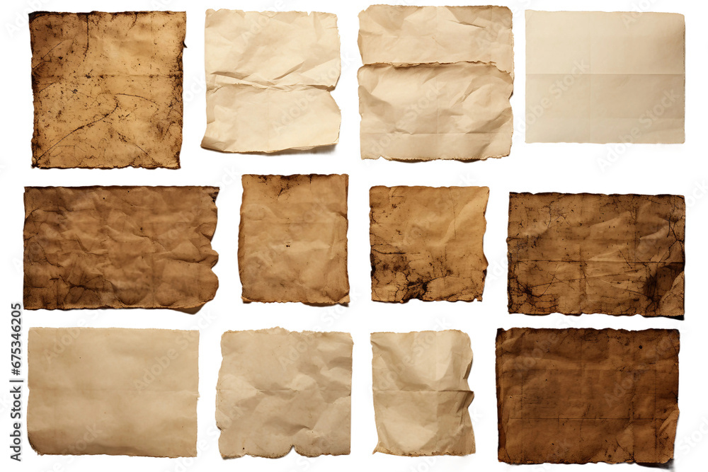 Old Paper Fragment Isolated on a Transparent Background - obrazy, fototapety, plakaty 