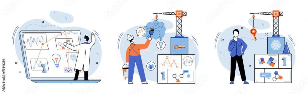 Logical thinking. Vector illustration. It forms basis for introspection and contemplation, allowing us to examine ideas and concepts from different angles Thought is fertile ground where logic takes Logical thinking. Vector illustration. It forms basis for introspection and contemplation, allowing us to examine ideas and concepts from different angles Thought is fertile ground where logic takes