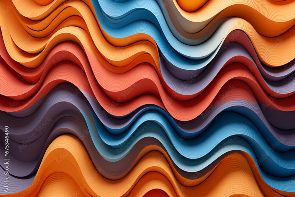 Fototapeta premium Abstract wavy shapes in colourful line curve motion graphic style