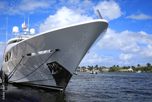 Bild auf Leinwand Close up of a boat bow on display during the Fort Lauderdale International Boat Show