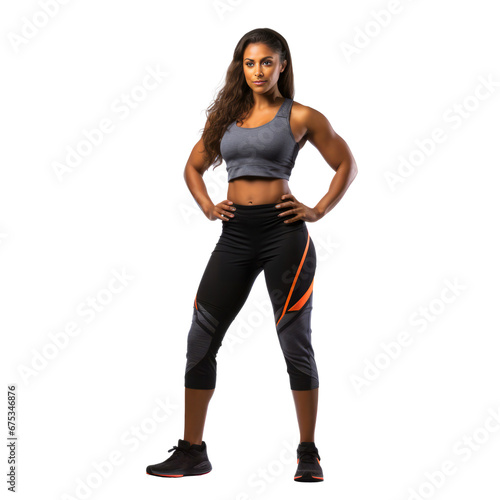 Beautiful fitness model on transparent background