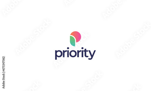 Letter p modern creative sun shine logo