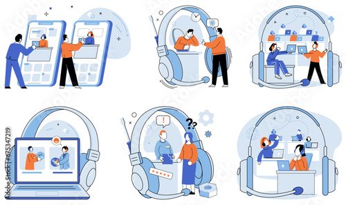 Customer care. Vector illustration. Building trust with customers is fundamental aspect customer care Providing aid and assistance is at core effective customer care The customer care team