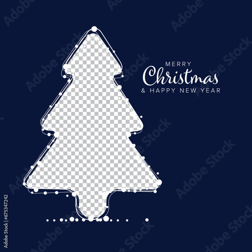 Minimalist Christmas flyer/card template with christmas tree frame for the photo